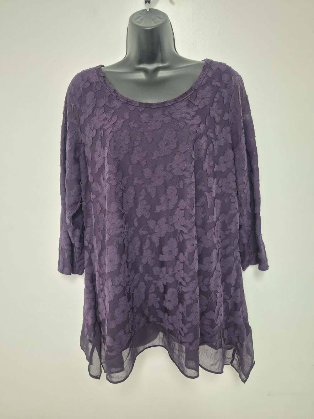 Simply Vera Vera Wang Purple Sheer Layered Blouse sz XL